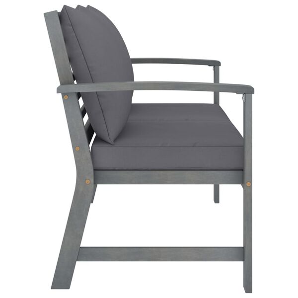 vidaXL Gartenbank 120 cm mit Dunkelgrauen Kissen Massivholz Akazie