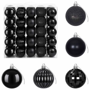 vidaXL Weihnachtskugelset 75 stk. Schwarz 6 cm Polystyrol
