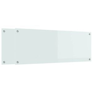 vidaXL K&uuml;chenr&uuml;ckwand 2 stk. Wei&szlig; 110 x 40 cm Geh&auml;rtetes Glas