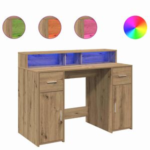 vidaXL LED-Schreibtisch Artisan-Eiche 120x55x91 cm Holzwerkstoff