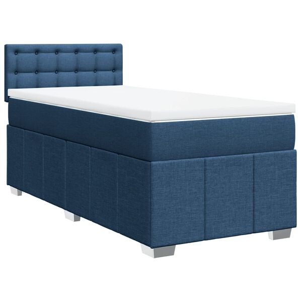 vidaXL Boxspringbett mit Matratze Blau 100x200 cm Stoff