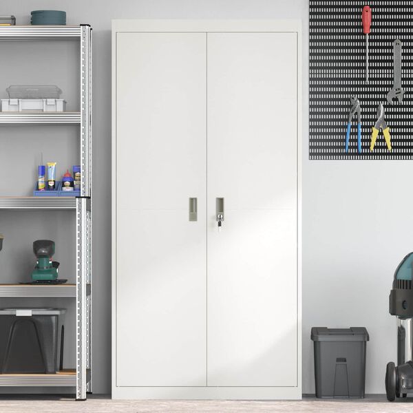 vidaXL Aufbewahrungsschrank 2 pcs Wei&szlig; 90 x 40 x 180 cm Stahl