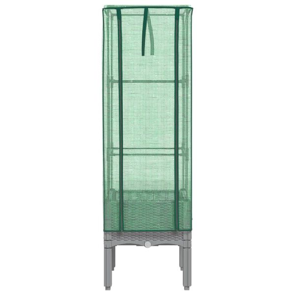 vidaXL Hochbeet mit Gew&auml;chshaus-Aufsatz Rattan-Optik 40x40x140 cm