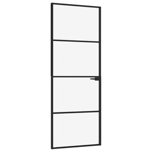 vidaXL Innent&uuml;r Schwarz 76x201,5 cm Hartglas & Aluminium Schlank