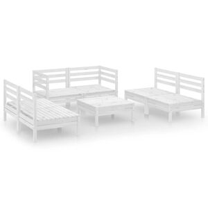 vidaXL 7-tlg. Garten-Lounge-Set Wei&szlig; Massivholz Kiefer