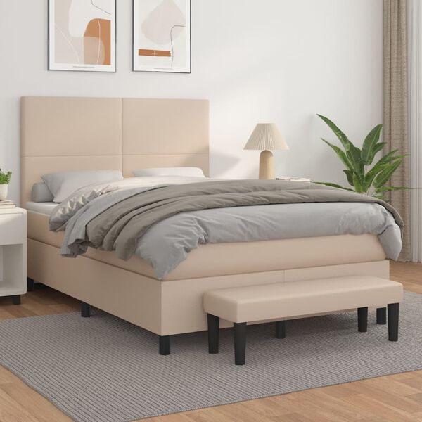 vidaXL Boxspringbett Matratze Cappuccino-Braun 140x200cm Kunstleder