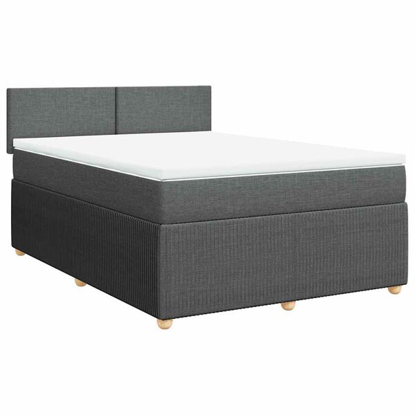vidaXL Boxspringbett mit Matratze Dunkelgrau 140x200 cm Stoff