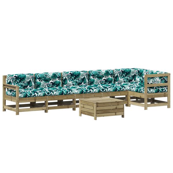 vidaXL 7-tlg. Garten-Lounge-Set mit Kissen Impr&auml;gniertes Kiefernholz