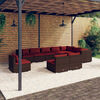 vidaXL 10-tlg. Garten-Lounge-Set mit Kissen Poly Rattan Braun