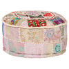 vidaXL Patchwork Sitzpouf Rund Baumwolle Handgefertigt 40x20 cm Beige