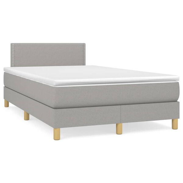 vidaXL Boxspringbett mit Matratze Hellgrau 120x190 cm Stoff
