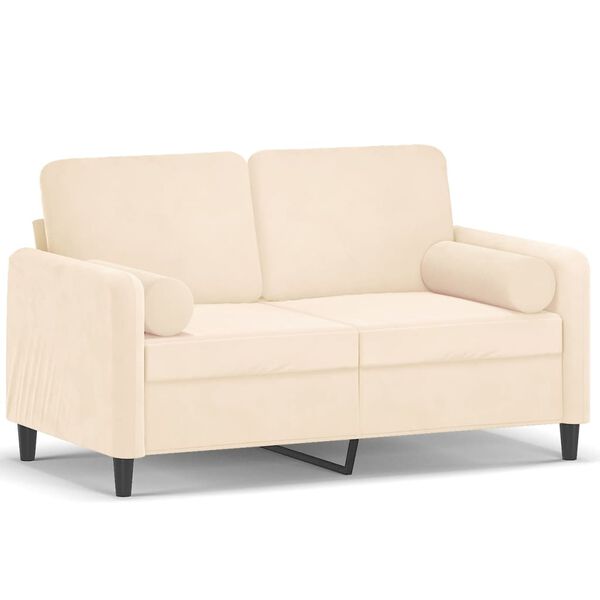 vidaXL 2-Sitzer-Sofa mit Kissen Creme 120 cm Samt