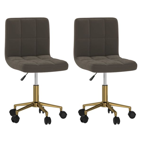 vidaXL Esszimmerst&uuml;hle 2 Stk. Drehbar Dunkelgrau Samt