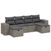 vidaXL 6-tlg. Garten-Sofagarnitur mit Kissen Grau Poly Rattan