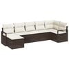 vidaXL Sofa Set 7 stk. Braun und Creme Poly-Rattan