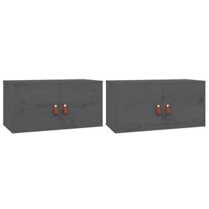 vidaXL Wandschr&auml;nke 2 Stk. Grau 60x30x30 cm Massivholz Kiefer