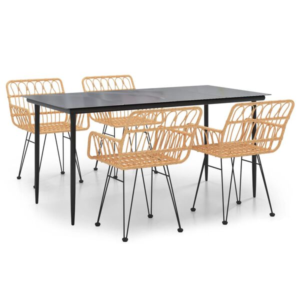 vidaXL 5-tlg. Garten-Essgruppe Poly Rattan