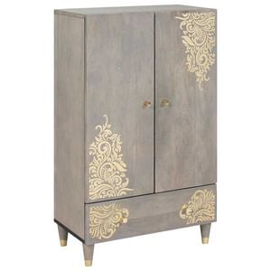 vidaXL Highboard Grau 60 x 33 x 100 cm Massivholz Mango