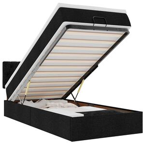 vidaXL Ottoman-Bett mit Matratze & LEDs Schwarz 90x190 cm Stoff
