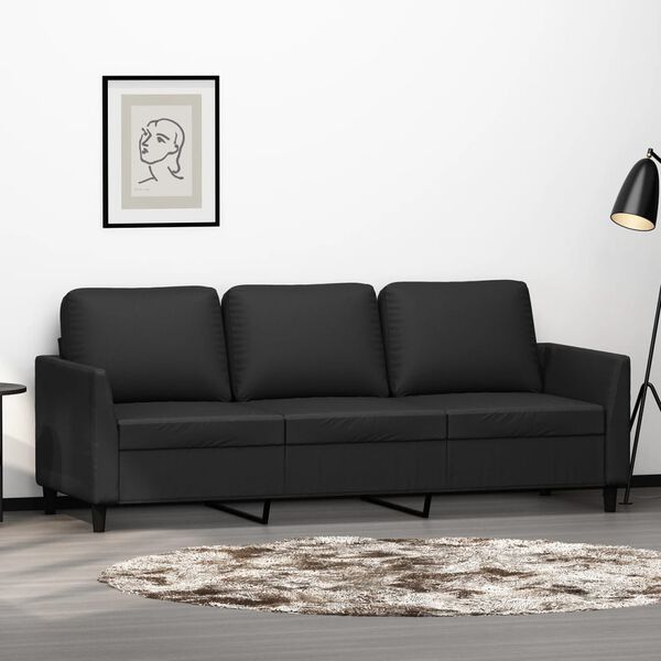 vidaXL 3-Sitzer-Sofa Schwarz 180 cm Kunstleder