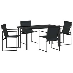vidaXL Garten Essgruppe 5 pcs Schwarz Pulverbeschichteter Stahl