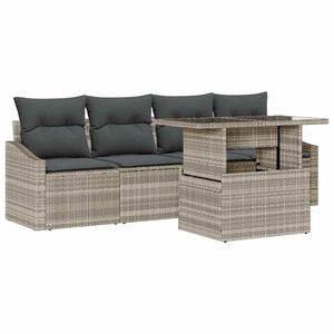 vidaXL Garten-Sofa-Set mit Speicher 5 pcs Hellgrau Poly Rattan