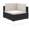vidaXL 12-tlg. Garten-Lounge-Set mit Auflagen Poly Rattan Schwarz
