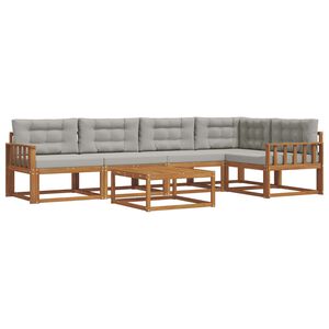 vidaXL Outdoor-Sofagarnitur mit Kissen 6 pcs Nat&uuml;rlich und Hellgrau