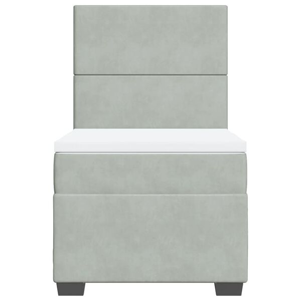 vidaXL Boxspringbett mit Matratze Hellgrau 100x200 cm Samt
