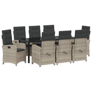 vidaXL Garten Essgruppe 9 stk. Hellgrau Poly-Rattan