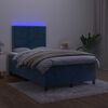 vidaXL Boxspringbett mit Matratze & LED Dunkelblau 120x200 cm Samt