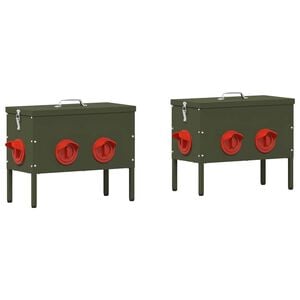 vidaXL H&uuml;hnerf&uuml;tterer 2 Olive Gr&uuml;n 41,5 x 20,5 x 33 cm 15 kg