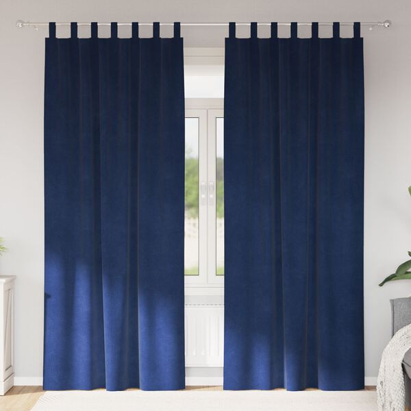 vidaXL Verdunkelungsvorh&auml;nge 2 pcs Dunkelblau 140 x 225 cm Samt