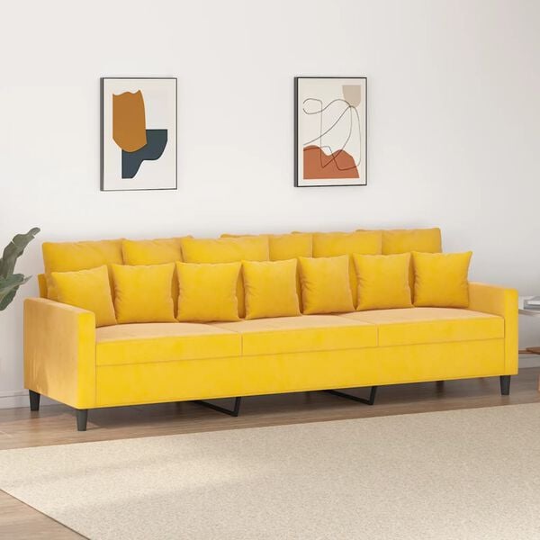 vidaXL 3-Sitzer-Sofa Gelb 210 cm Samt