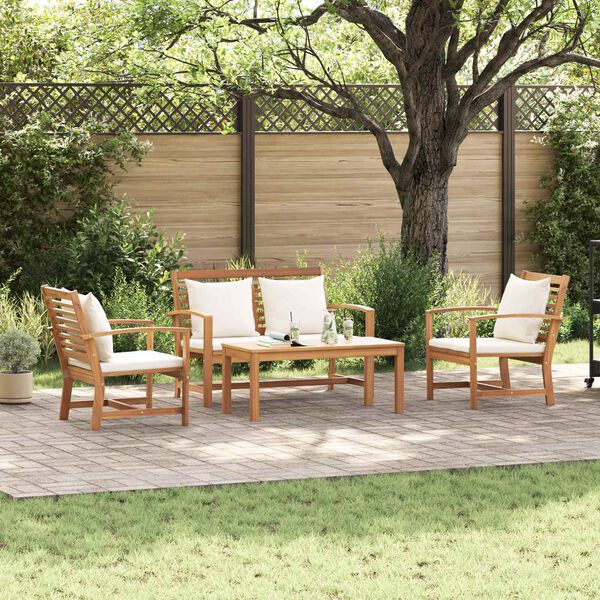 vidaXL Gartensofa-set 4 pcs Natur Massivholz Teak