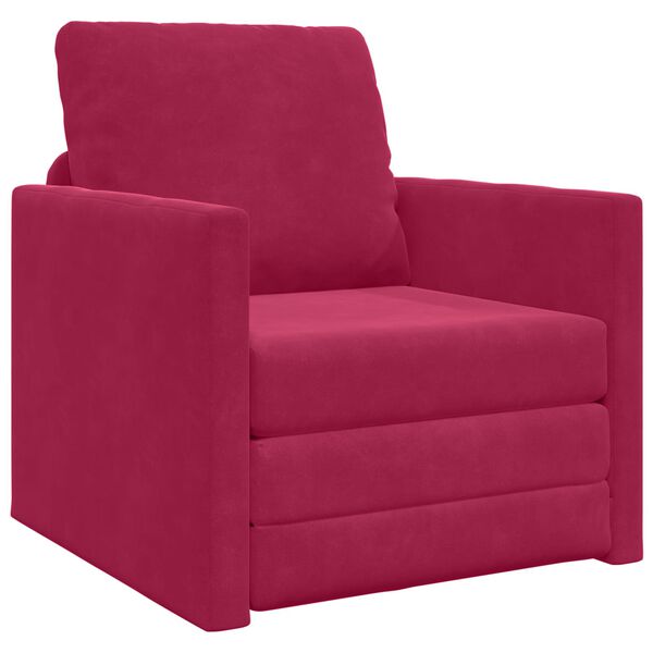 vidaXL Schlafsofa 60cm Weinrot Samt