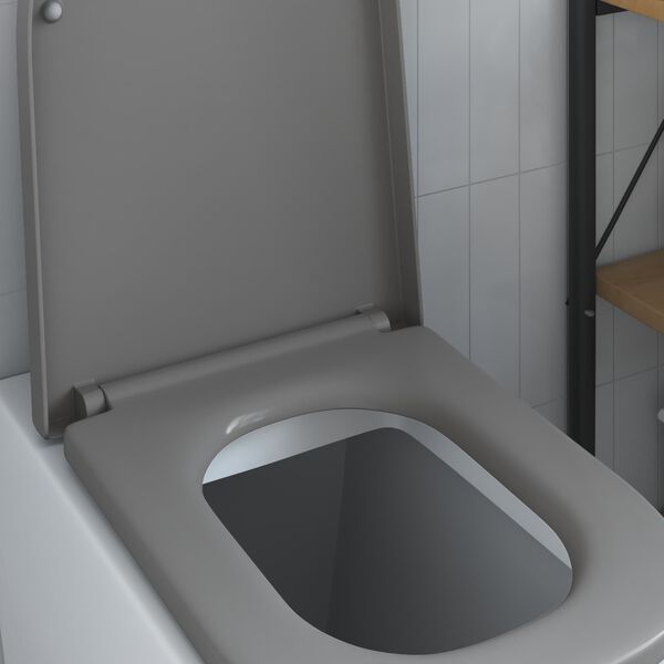 vidaXL Toilettensitz Grau 47,5 x 35 x 3,6 cm Duroplast