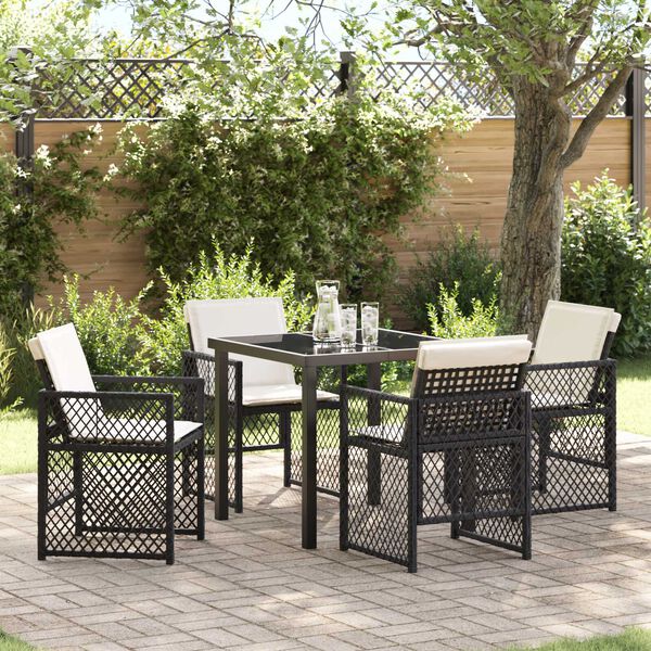 vidaXL Garten Essgruppe 5 pcs Schwarz Poly-Rattan
