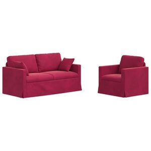 vidaXL Sofa Set 2 stk. Weinrot Samt
