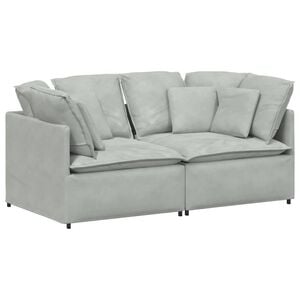 vidaXL Modulares Sofa mit Kissen Samt Dunkelgr&uuml;n