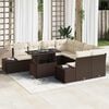vidaXL Garten-Sofa-Set mit Kissen mit Speicher 9 pcs Braun und Creme
