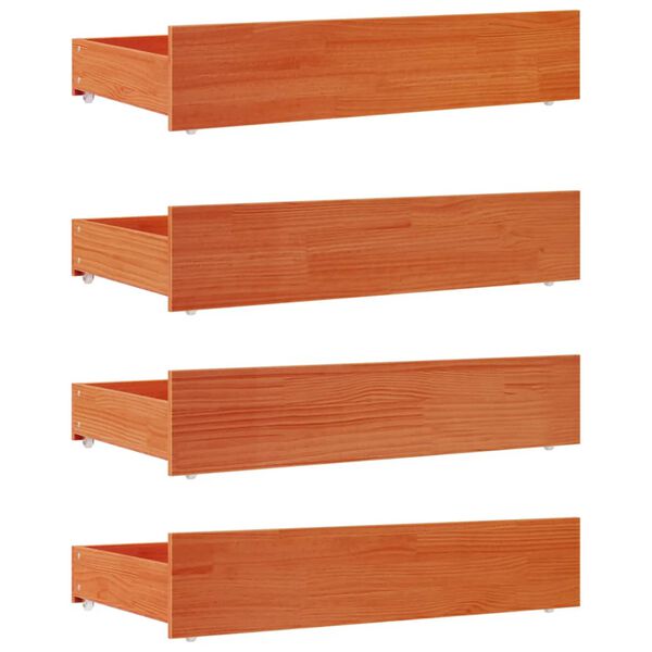 vidaXL Bettschubladen 4 Stk. Wachsbraun Massivholz Kiefer