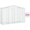 vidaXL Gabionen mit Hochbogen 15Stk. 200x50x120/140cm Verzinktes Eisen