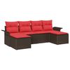 vidaXL Gartensofa-set 6 stk. Braun Poly Rattan