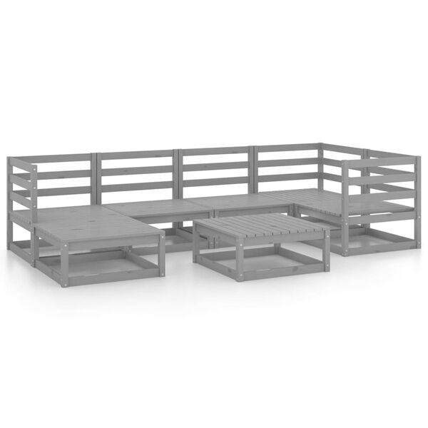 vidaXL 7-tlg. Garten-Lounge-Set Grau Massivholz Kiefer
