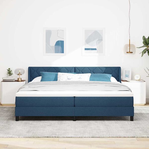 vidaXL Boxspringbett mit Matratze Blau 200 x 200 cm Polyester