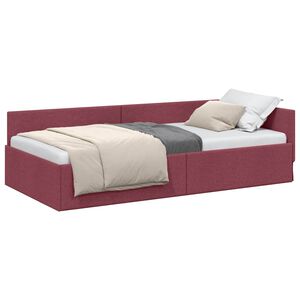 vidaXL Eckbettgestell mit Kopfteil Weinrot 80 cm x 200 cm Stoff