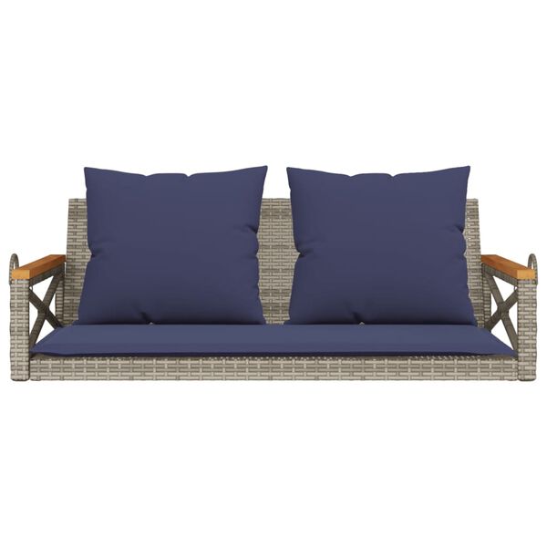 vidaXL H&auml;ngebank mit Kissen Grau 109x62x40 cm Poly Rattan