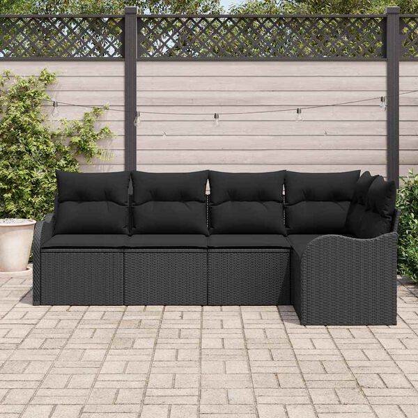 vidaXL Gartensofa-set mit Speicher 5 pcs Schwarz Poly-Rattan