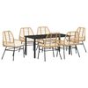 vidaXL Garten Essgruppe 7 pcs Braun Poly-Rattan